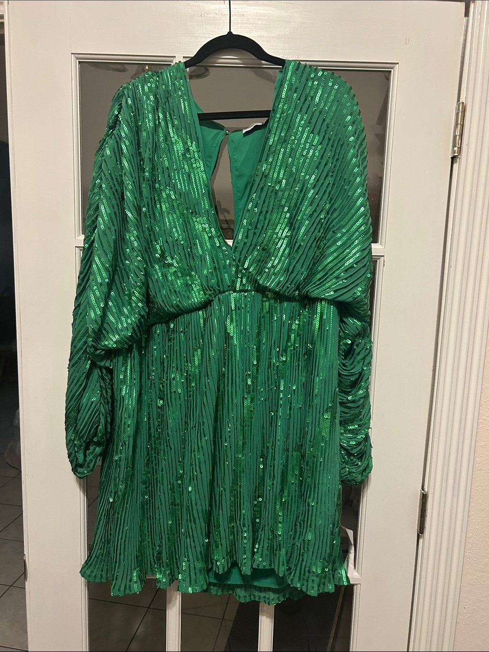ASOSO Green Sequin Pleated Cocktail Dress